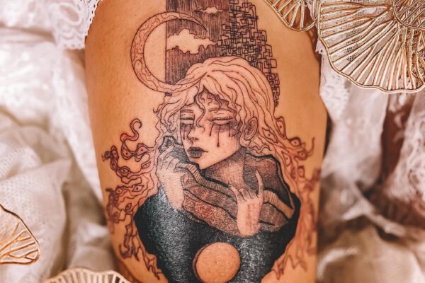 Fine Line Tattoo Sebrina Pham Original Black & Grey Sebrina Pham Art