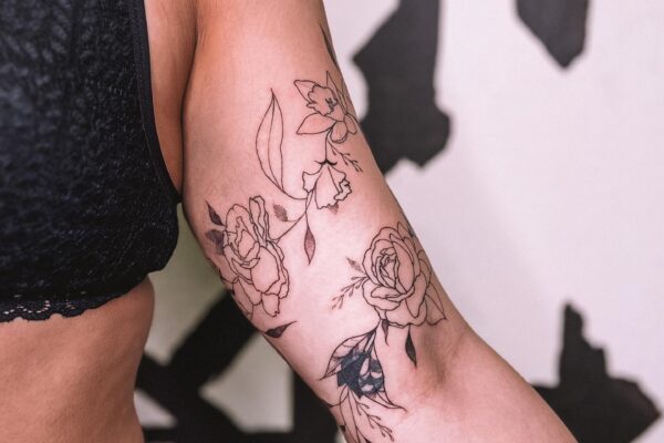 Flowers Fine Line Tattoo Black & Grey 002 Sebrina Pham Art