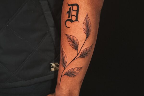Leaves Tattoo 001 Black & Grey Sebrina Pham Art